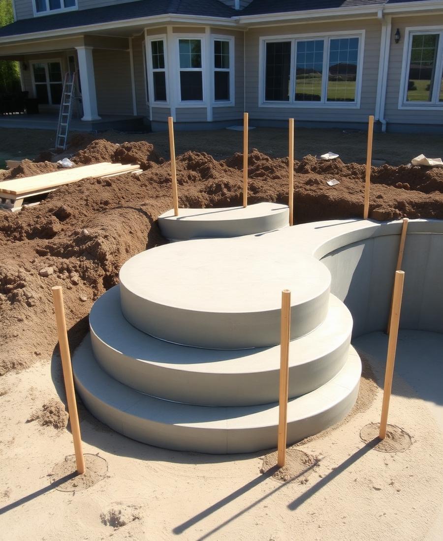 Escalones de concreto en construcción